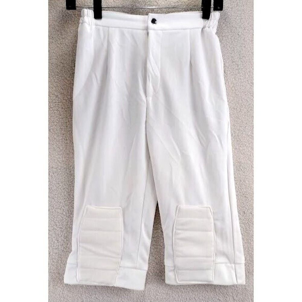 White Athletic Pants with Knee Pads Women's Size S Polyester Sportswear‎